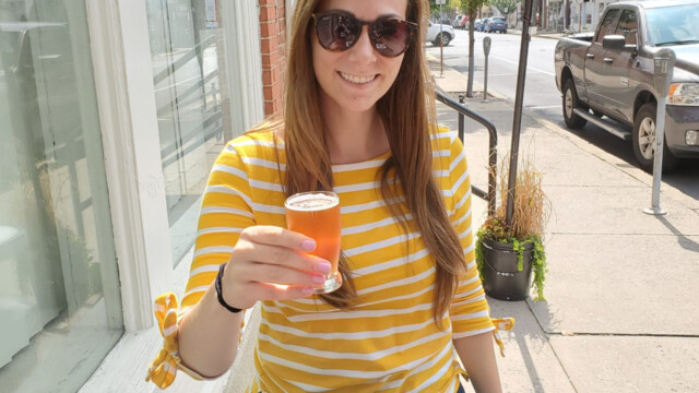 Melissa at Birthright Brewery visit