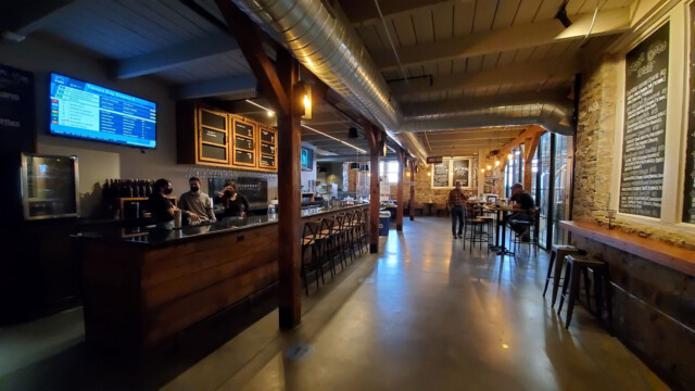 We drank down in the taproom at Walt & Whitman, but they also have an upstairs and outdoor seating. Whitman