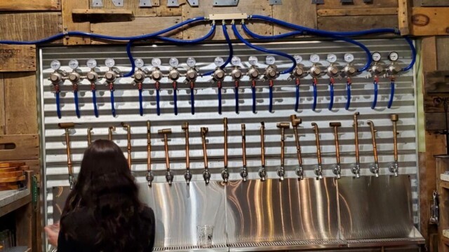 Pouring delicious ciders! Nine Pin Tap Wall