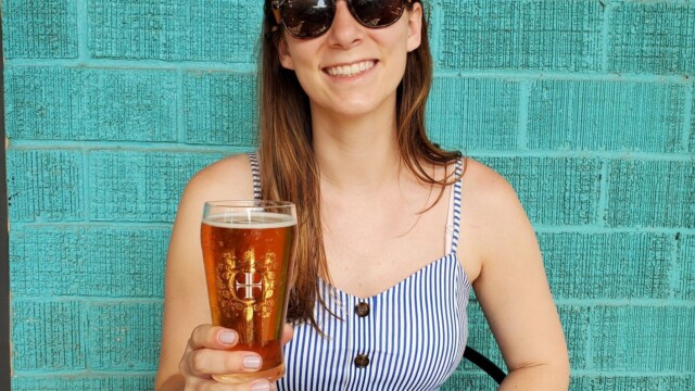 Enjoying a pint of the Cool and the Gang Melissa at Lazarus