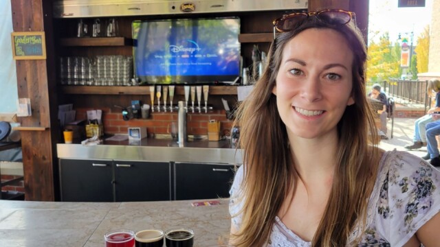 Drinking a Founders flight at the outside bar Founders Brewing