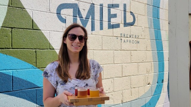 Melissa + a flight of brews Miel Brewery