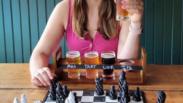 Flights and Chess, a classic brewery combo. Melissa