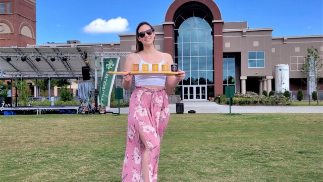 Melissa enjoying her flight at Faubourg Faubourg